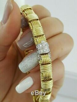 0.18ct Roberto Coin Appassionata 18K Yellow Gold Round Diamond Woven Bracelet 7