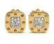 0.24ct Roberto Coin Pois Moi 18kt Yellow Gold Square Diamond Stud Earrings. 10mm