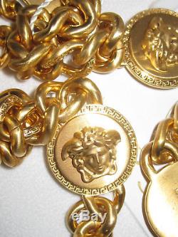 100% Authentic Bnwt $1395 Versace Signature Medusa Coin Gold Plated Necklace 36