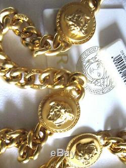 100% Authentic Bnwt $1395 Versace Signature Medusa Coin Long Chain Necklace 36