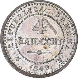 #1068406 Coin, Italy, ROMAN REPUBLIC, 4 Baiocchi, 1849, Rome, AU, Silver, KM2