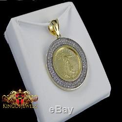 10k Solid Yellow Gold Lady Liberty Coin Bezel Charm Pendant Free Moon Cut Chain