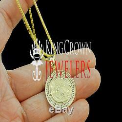 10k Solid Yellow Gold Lady Liberty Coin Bezel Charm Pendant! Free Franco Chain