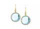 $1200 New Roberto Coin Ipanema 18k Yellow Gold Blue Topaz Round Drop Earrings