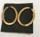 $1200 ROBERTO COIN 18k YELLOW GOLD SMALL FLAT PERFECT HOOP EARRINGS 45mm x 35mm