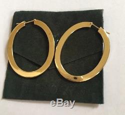 $1200 ROBERTO COIN 18k YELLOW GOLD SMALL FLAT PERFECT HOOP EARRINGS 45mm x 35mm