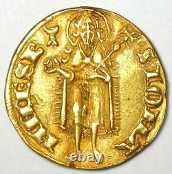 1252-1422 Italy Florence Gold Florin St. John Coin AU Details (Ex-Jewelry)