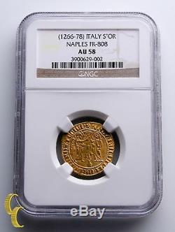 1266-1278 Italy S'OR Gold Coin Naples FR-808 Graded by NGC AU58