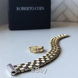 $12k Roberto Coin 18K Yellow Gold Appassionata Bracelet And Ring with Diamonds