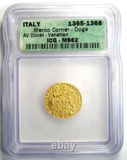 1365-1368 Italy Venice Gold AV Ducat Coin (1D) Certified ICG MS62 (BU UNC)