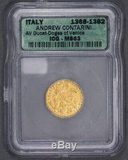 1368-1382 Italy Gold Ducat Coin Andrew Contarini Icg Ms63 Lot#e906
