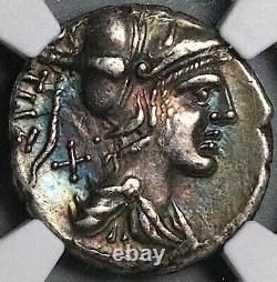137 BC NGC Ch VF Veturius Roman Republic Denarius Oath Taking Scene (25012705C)
