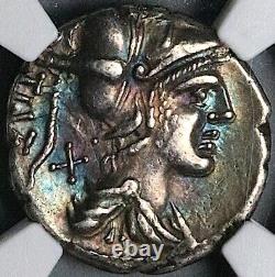 137 BC NGC Ch VF Veturius Roman Republic Denarius Oath Taking Scene (25012705C)