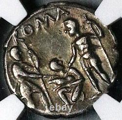 137 BC NGC Ch VF Veturius Roman Republic Denarius Oath Taking Scene (25012705C)