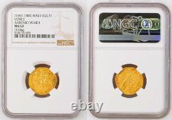 1382, Venice, Doge Antonio Venier. Gold Zecchino Ducat Coin. (3.54gm) NGC MS-62