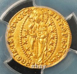 1382, Venice, Doge Antonio Venier. Gold Zecchino Ducat Coin. (3.54gm) PCGS MS62