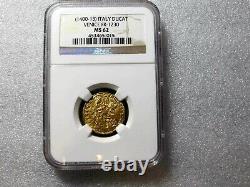 1400 Venice Doge Michele Steno Gold Zecchino Ducat Coin NGC MS62