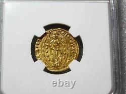 1400 Venice Doge Michele Steno Gold Zecchino Ducat Coin NGC MS62