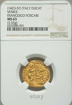 1423-57 Venice GOLD Ducat NGC MS-63 Doge Coin of Francesco Foscari