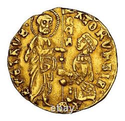 1439, Papal States, Roman Senate. Gold Ducat (Zecchino) Coin. (3.48gm) NGC AU58