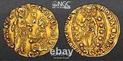 1439, Papal States, Roman Senate. Gold Ducat (Zecchino) Coin. (3.48gm) NGC AU58