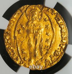 1457, Doges of Venice, Francesco Foscari. Gold Zecchino Ducat Coin. NGC MS-63