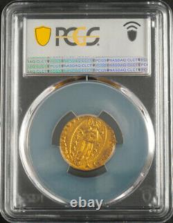 1457, Doges of Venice, Francesco Foscari. Gold Zecchino Ducat Coin. PCGS MS-63
