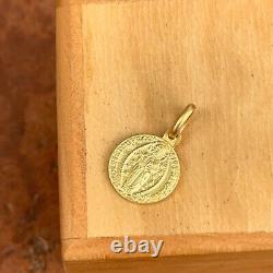 14KT Yellow Gold Italian Venetian Zecchino Coin Solid Medal Pendant Charm 12mm