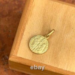 14KT Yellow Gold Italian Venetian Zecchino Coin Solid Medal Pendant Charm 12mm