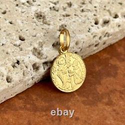 14KT Yellow Gold Italian Venetian Zecchino Coin Solid Medal Pendant Charm 12mm