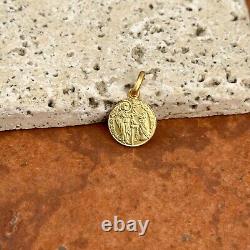 14KT Yellow Gold Italian Venetian Zecchino Coin Solid Medal Pendant Charm 12mm