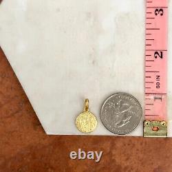 14KT Yellow Gold Italian Venetian Zecchino Coin Solid Medal Pendant Charm 12mm