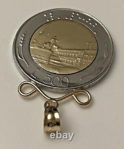 14K Bail and Top Frame Genuine Italian 500 Lire Coin Pendant