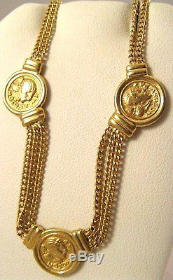 14K GOLD ANCIENT GREEK ROMAN COIN 16 LINK ITALY VINTAGE CHAIN 14.2g NECKLACE