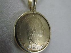 14K Gold Necklace and 200 Lire Italy 1987 Coin 18L SALE-SAVE 350. #1051