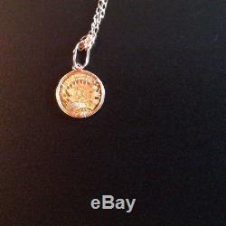 14K Mini Replica Gold Coin Charms Bracelet Italy with FREE MATCHING NECKLACE