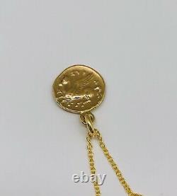14K Solid Gold Necklace with Ceasar & Pegasus Coin/Antique Style Greek Necklace