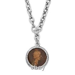 14K White Gold Plated Bronze Roman Coin Necklace Best Gift for Womens