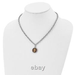 14K White Gold Plated Bronze Roman Coin Necklace Best Gift for Womens