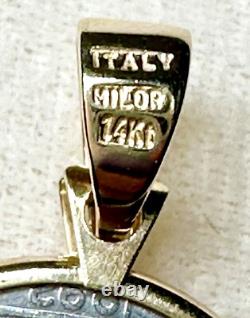 14K Yellow Gold Bezel 100 Lire Coin Pendant Milor Italy 4.3 Grams