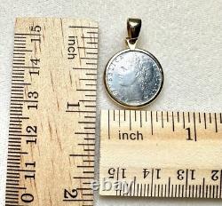 14K Yellow Gold Bezel 100 Lire Coin Pendant Milor Italy 4.3 Grams