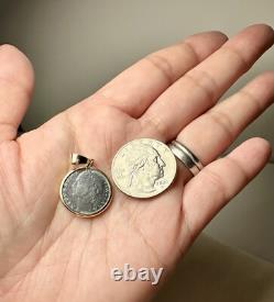14K Yellow Gold Bezel 100 Lire Coin Pendant Milor Italy 4.3 Grams