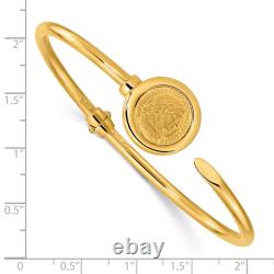 14K Yellow Gold Coin Hinged Bangle Bracelet