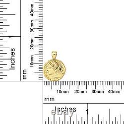 14K Yellow Gold Greek Medallion Detailed Coin Pendant