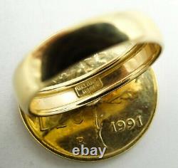 14K Yellow Gold Italia Lira Coin Milor Gold Ring Sz 6.75 21mm 4.6g S1486
