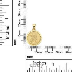 14K Yellow Gold Layered Finish Angel Round Coin Pendant