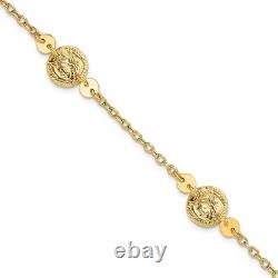 14K Yellow Gold Polished Coins Bracelet Fine Jewelry for Womens Best Gift