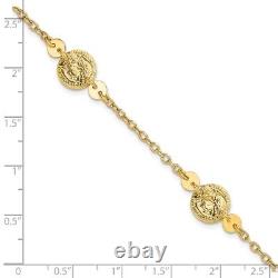 14K Yellow Gold Polished Coins Bracelet Fine Jewelry for Womens Best Gift