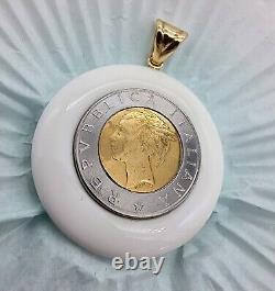 14k. 585 Yellow Gold Milor w Encased Italy Lira Coin 2 Pendent Au 2444