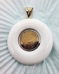 14k. 585 Yellow Gold Milor w Encased Italy Lira Coin 2 Pendent Au 2444